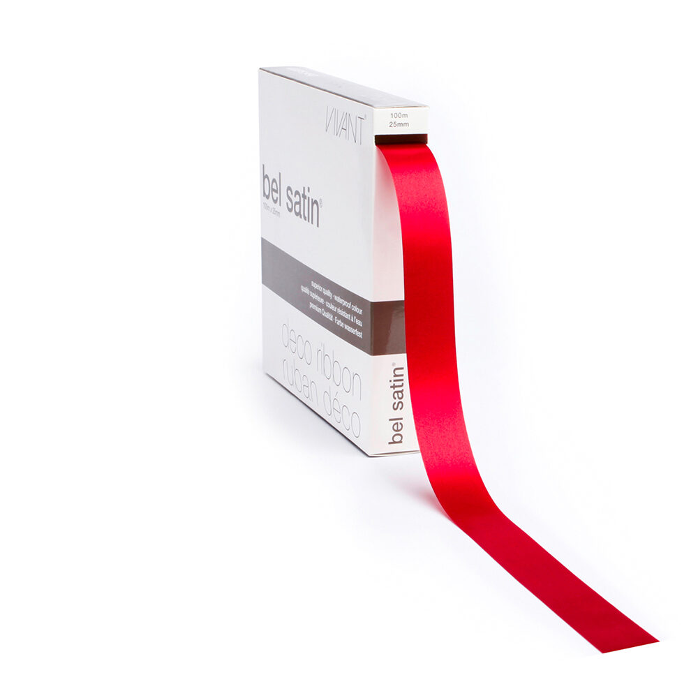 Lint Belsatin col20 rood 100 m x 25 mm