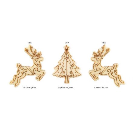 Leman 2015854 set kerstboom rend. 3,5x5cm 72st
