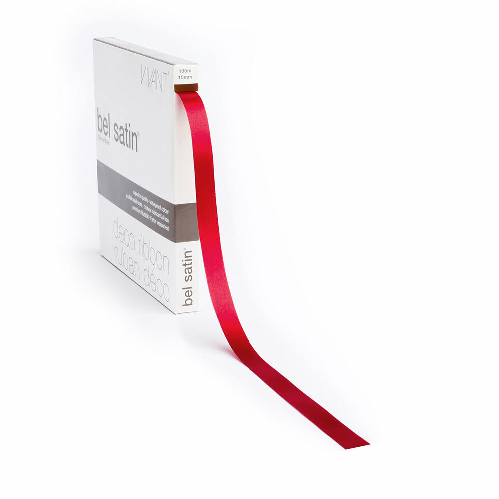 Lint belsatin rood 15mm 100M