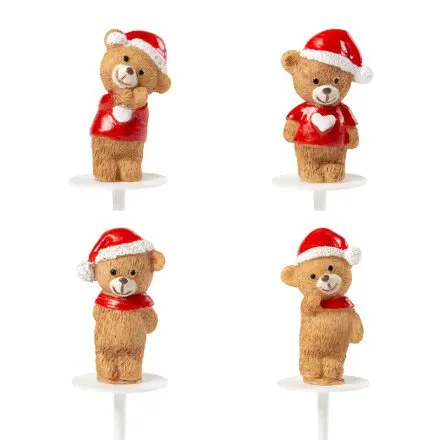 Leman 1015428 kerstbeer met muts 4cm 64st